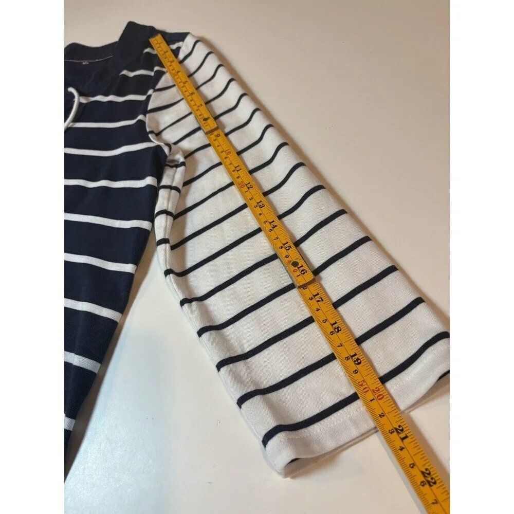 Tommy Bahama Women’s Top Navy & White Striped Lace Up 3/4 Sleeve Size Medium